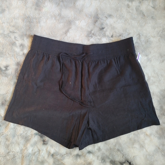 NWOT Open Edit Nordstrom Women's Black Casual Summer Drawstring Shorts 3X - Picture 1 of 6